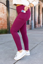 Load image into Gallery viewer, PreOrder | Maroon Full Length Leggings with Pocket  - Luxe Leggings by Julia Rose®
