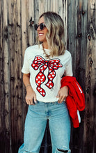 Load image into Gallery viewer, Big Heart Bow Vintage Natural Tee
