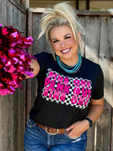 Load image into Gallery viewer, Checkered Pink Out Repeat Vintage Black Tee
