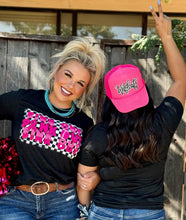 Load image into Gallery viewer, Checkered Pink Out Repeat Vintage Black Tee
