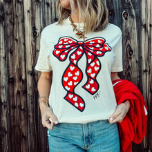 Load image into Gallery viewer, Big Heart Bow Vintage Natural Tee
