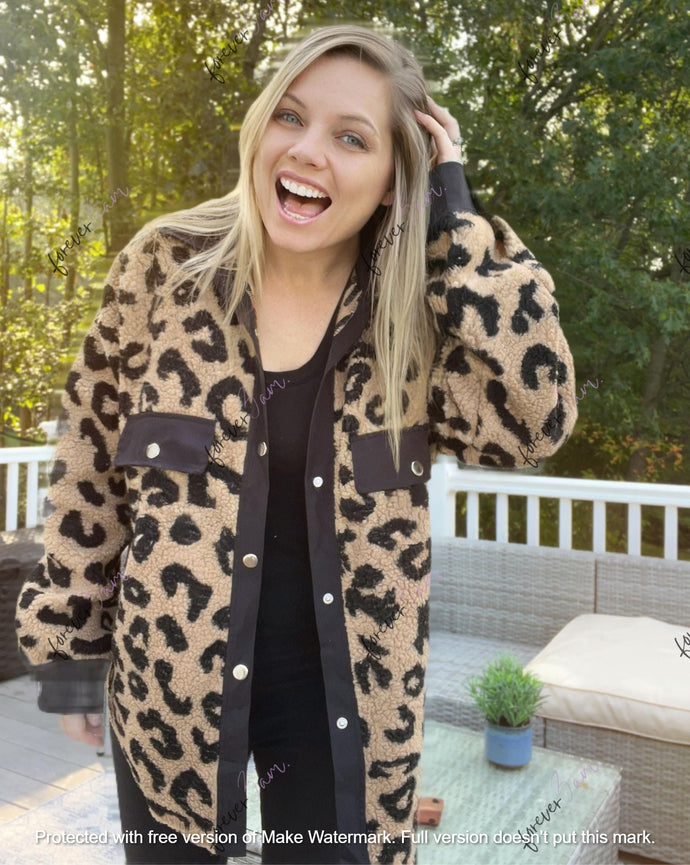 RTS: Leopard MOMMY AND ME Sherpa shacket-