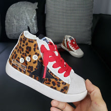 Load image into Gallery viewer, rts: High Top Star Sparkle and Leopard Tennis Shoe (high quality)-
