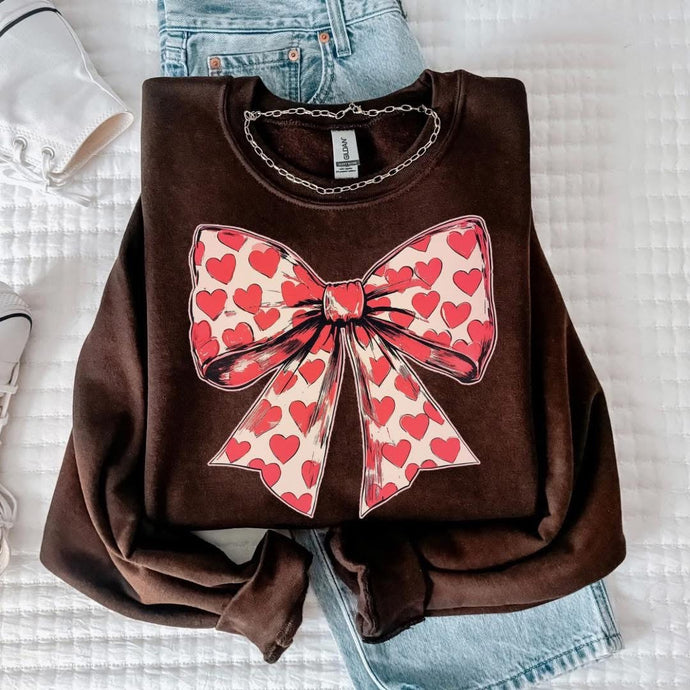 Heart Bow Vintage Chocolate Sweatshirt