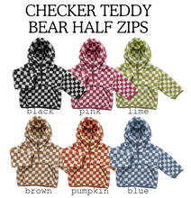 Load image into Gallery viewer, RTS: Checker Teddy Bear Half Zip-
