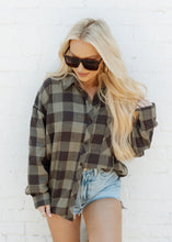 Load image into Gallery viewer, Olive &amp; Black Checkered Comfort Flannel
