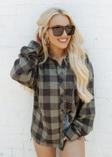 Load image into Gallery viewer, Olive &amp; Black Checkered Comfort Flannel
