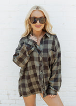 Load image into Gallery viewer, Olive &amp; Black Checkered Comfort Flannel
