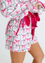 Load image into Gallery viewer, Santa &amp; Pink Bows Satin Pajama Set
