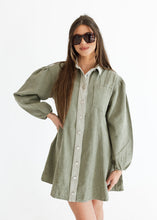 Load image into Gallery viewer, Olive Washed Denim Mini Dress
