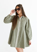 Load image into Gallery viewer, Olive Washed Denim Mini Dress
