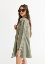 Load image into Gallery viewer, Olive Washed Denim Mini Dress
