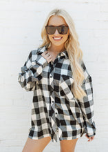 Load image into Gallery viewer, Black &amp; Cream Checkered Comfort Flannel
