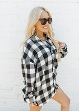 Load image into Gallery viewer, Black &amp; Cream Checkered Comfort Flannel
