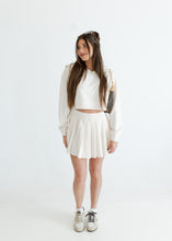 Load image into Gallery viewer, Ecru Collared Sweatshirt &amp; Pleated Skirt Set
