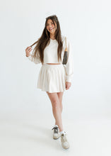 Load image into Gallery viewer, Ecru Collared Sweatshirt &amp; Pleated Skirt Set
