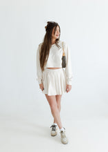 Load image into Gallery viewer, Ecru Collared Sweatshirt &amp; Pleated Skirt Set
