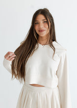 Load image into Gallery viewer, Ecru Collared Sweatshirt &amp; Pleated Skirt Set
