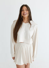 Load image into Gallery viewer, Ecru Collared Sweatshirt &amp; Pleated Skirt Set
