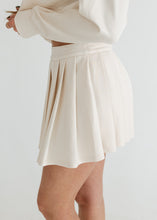 Load image into Gallery viewer, Ecru Collared Sweatshirt &amp; Pleated Skirt Set
