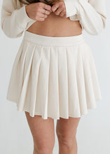 Load image into Gallery viewer, Ecru Collared Sweatshirt &amp; Pleated Skirt Set
