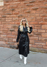 Load image into Gallery viewer, Sarah Faux Leather Black Trench Coat
