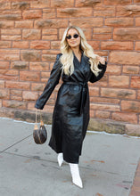 Load image into Gallery viewer, Sarah Faux Leather Black Trench Coat
