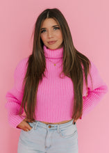 Load image into Gallery viewer, Barbie Pink Turtleneck Cropped Sweater
