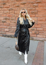 Load image into Gallery viewer, Sarah Faux Leather Black Trench Coat
