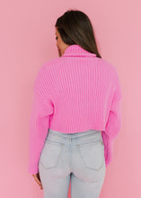 Load image into Gallery viewer, Barbie Pink Turtleneck Cropped Sweater
