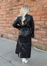 Load image into Gallery viewer, Sarah Faux Leather Black Trench Coat
