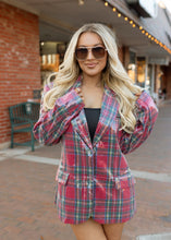 Load image into Gallery viewer, Sequin Plaid Christmas Blazer
