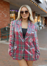 Load image into Gallery viewer, Sequin Plaid Christmas Blazer
