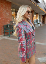 Load image into Gallery viewer, Sequin Plaid Christmas Blazer
