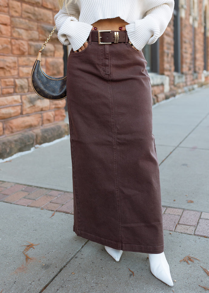 Brunette Denim Maxi Skirt