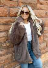 Load image into Gallery viewer, Brown Faux Fur Oversized Jacket
