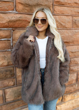 Load image into Gallery viewer, Brown Faux Fur Oversized Jacket
