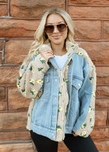 Load image into Gallery viewer, Floral Shearling &amp; Denim Jacket
