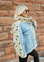 Load image into Gallery viewer, Floral Shearling &amp; Denim Jacket
