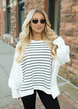 Load image into Gallery viewer, Ivory &amp; Black Stripe Terry Top
