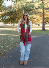 Load image into Gallery viewer, Holiday Cheer Red &amp; Green Plaid Scarf
