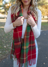 Load image into Gallery viewer, Holiday Cheer Red &amp; Green Plaid Scarf
