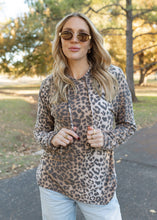 Load image into Gallery viewer, Leopard Fleece Hoodie Top - Tan
