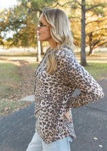 Load image into Gallery viewer, Leopard Fleece Hoodie Top - Tan
