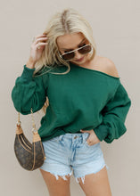 Load image into Gallery viewer, Evelyn Green Off The Shoulder Sweatshirt
