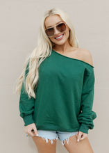 Load image into Gallery viewer, Evelyn Green Off The Shoulder Sweatshirt
