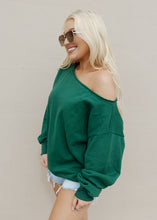 Load image into Gallery viewer, Evelyn Green Off The Shoulder Sweatshirt
