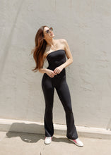 Load image into Gallery viewer, Black Strapless Flared Active Jumpsuit
