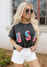 Load image into Gallery viewer, USA Patch Vintage Charcoal Tee
