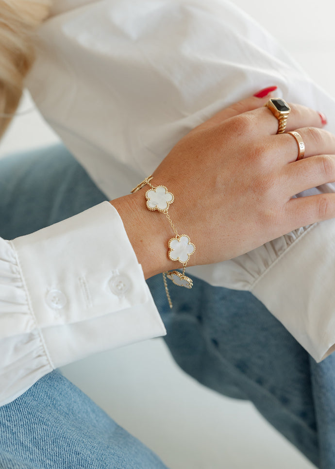 Adeline Pearl Clover Bracelet